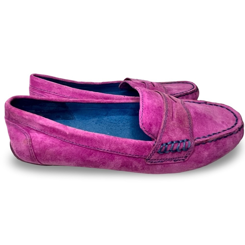 Cynthia Rowley Fuschia Leather Suede Loafers Size 8 - Picture 1 of 8